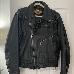 💕Vintage Harley-Davidson Black Leather Biker Jacket